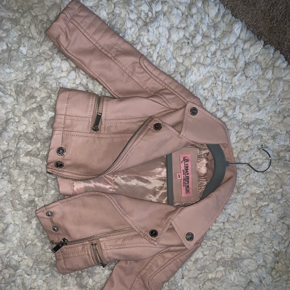 Baby leather pink jacket
